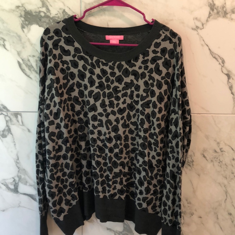 Grey leopard print Isaac Mizrahi sweater